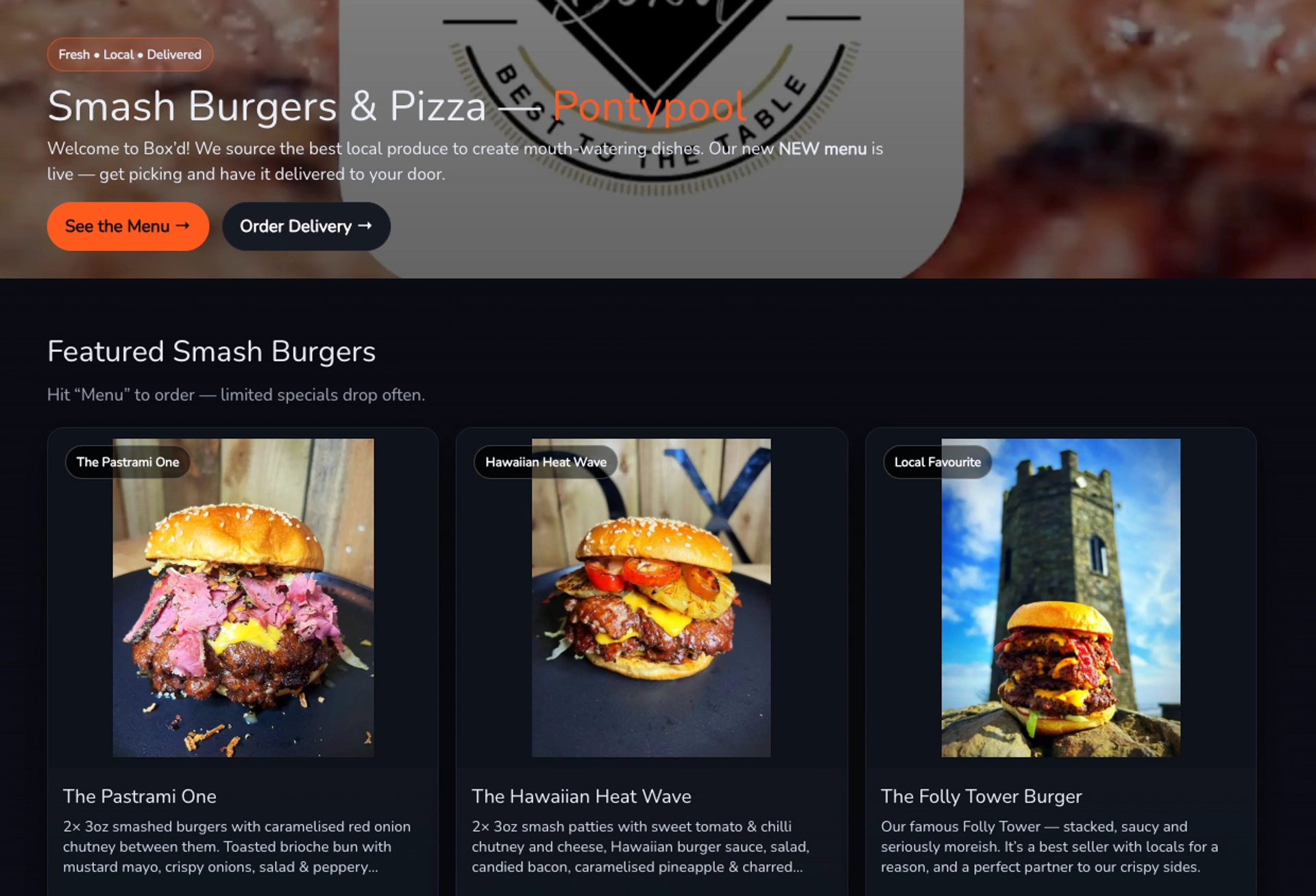 BOXD Bar Pizza website placeholder